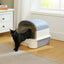 PAWZ Road Large Cat Litter Box with Scoop Litter Box with Lid Double-Layer Leak-Proof Litter Box for Cat, Gray
