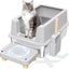 Gogcaro Enclosed Stainless Steel Cat Litter Box with Lid Extra Large Litter Box for Big Cats XL Metal Litter Pan Tray with High Wall Sides Enclosure, Non-Sticky, Anti-Leakage, Easy Cleaning