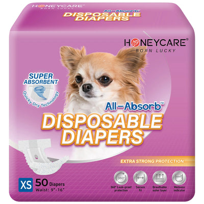 Honey Care A30 Super Absorbent Disposable Female Dog Diapers - Medium Size, 36 Count