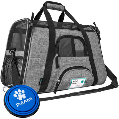 Petami Airline Approved Pet Carrier for Cat, Soft Sided Dog Carrier for Small Dog, Cat Travel Supplies Accessories Indoor Cat, Ventilated Pet Carrying Bag Medium Large Kitten Puppy, Large Heather Gray