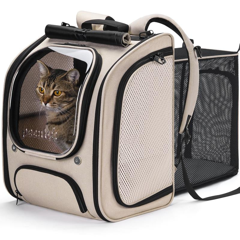 Pecute Cat Backpack Carrier Large Space Bubble Design for Travel Green Gray Khaki Ideal for Cat Lovers Animal Carrier