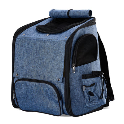 Ktaxon Cat Dog Backpack, Cat Carrier, Pet Carrier Backpack for Small Dogs, Pet Carrier with Shade, Blue