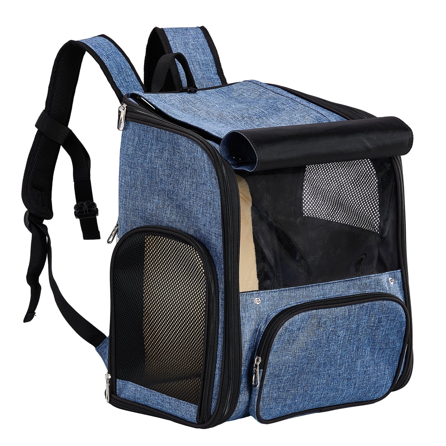 Ktaxon Cat Dog Backpack, Cat Carrier, Pet Carrier Backpack for Small Dogs, Pet Carrier with Shade, Blue