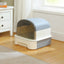 PAWZ Road Large Cat Litter Box with Scoop Litter Box with Lid Double-Layer Leak-Proof Litter Box for Cat, Gray