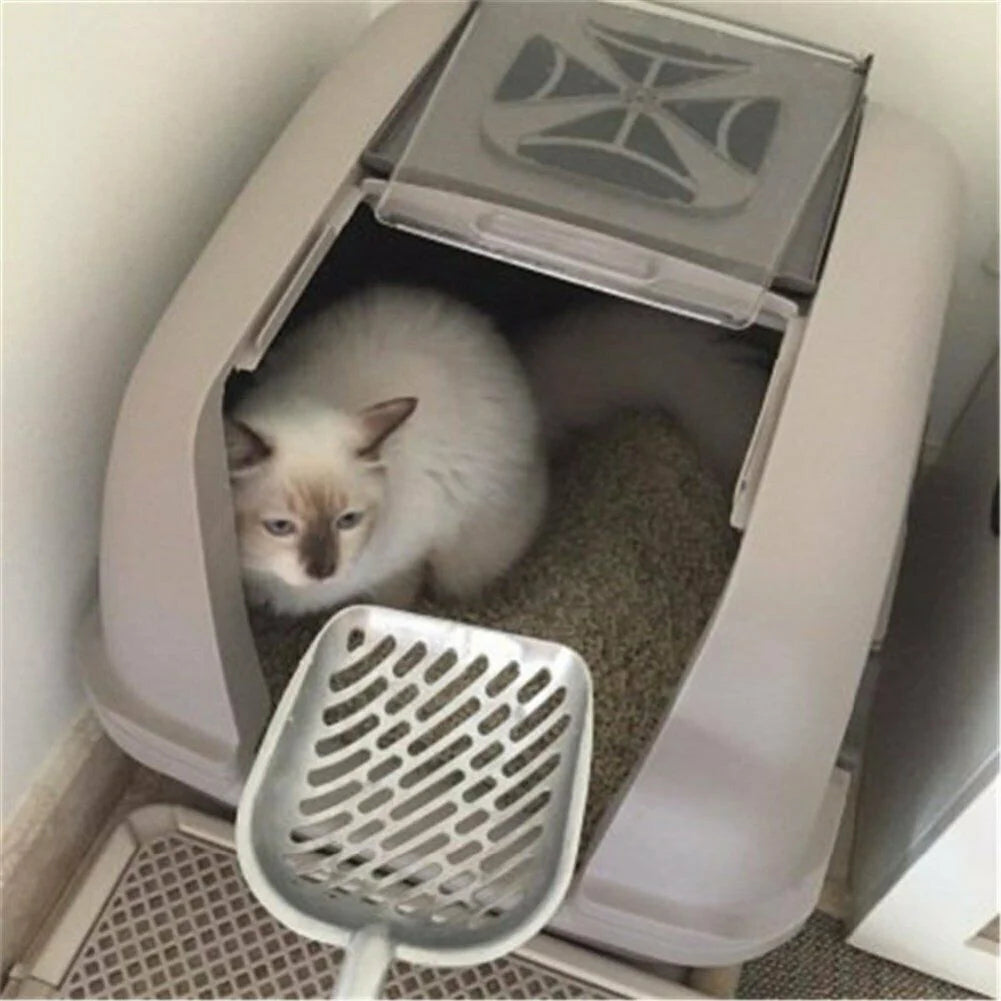 Strong Cat Litter Scoop with Reinforced Comfort Handle Metal Poop Sifter Pet Shovel Sifting