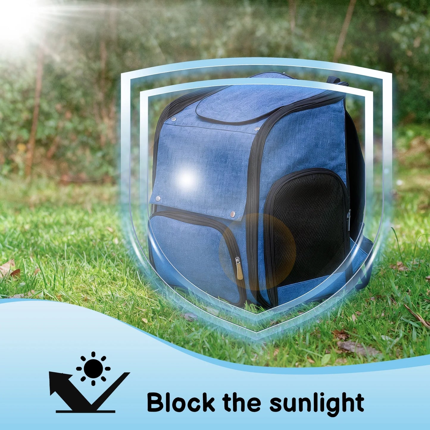 Ktaxon Cat Dog Backpack, Cat Carrier, Pet Carrier Backpack for Small Dogs, Pet Carrier with Shade, Blue