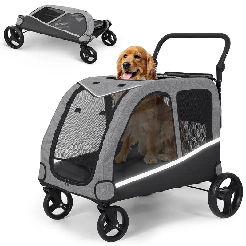 Stroller for Large Dogs, Extra Large Pet Stroller for Medium 2 Dogs, Dog Wagon, Dog Carriage, Foldable Design, Adjustable Handle